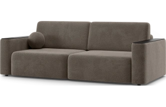 ​Диван прямой Дарио, модель 144, LANA 30 (коричневый), накладки МДФ (венге)