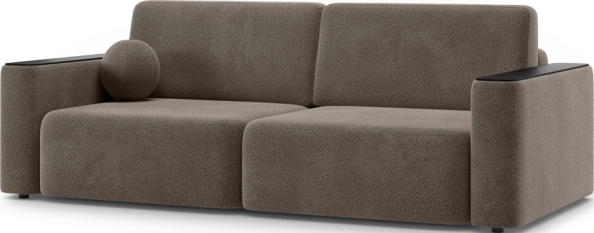 ​Диван прямой Дарио, модель 144, LANA 30 (коричневый), накладки МДФ (венге)