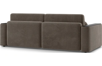 ​Диван прямой Дарио, модель 144, LANA 30 (коричневый), накладки МДФ (венге)