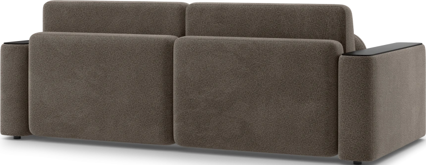 ​Диван прямой Дарио, модель 144, LANA 30 (коричневый), накладки МДФ (венге)