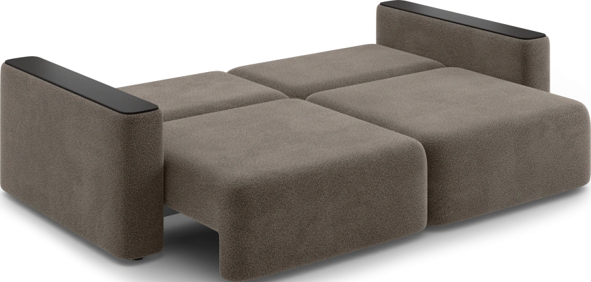 ​Диван прямой Дарио, модель 144, LANA 30 (коричневый), накладки МДФ (венге)