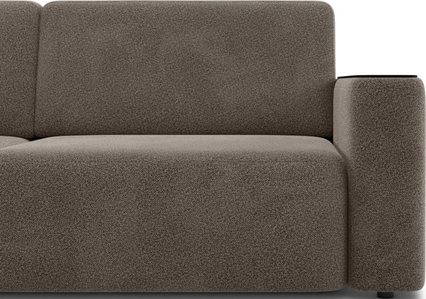 ​Диван прямой Дарио, модель 144, LANA 30 (коричневый), накладки МДФ (венге)