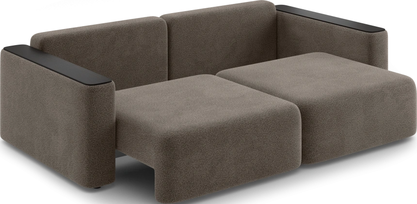 ​Диван прямой Дарио, модель 144, LANA 30 (коричневый), накладки МДФ (венге)