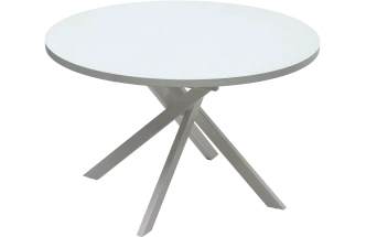 Кухонный стол раздвижной Орсон D120, Белый, глянец, стекло, белый каркас