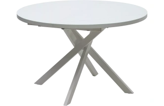 Кухонный стол раздвижной Орсон D120, Белый, глянец, стекло, белый каркас