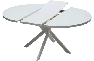 Кухонный стол раздвижной Орсон D120, Белый, глянец, стекло, белый каркас