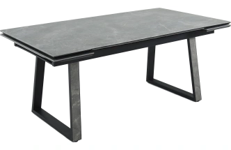 Кухонный обеденный стол Monaco, раздвижной 180, серый, Quadro Bayona Grey natural, черный каркас