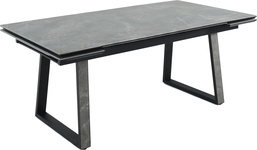 Кухонный обеденный стол Monaco, раздвижной 180, серый, Quadro Bayona Grey natural, черный каркас 