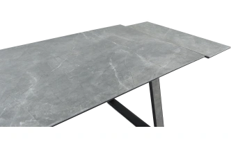 Кухонный обеденный стол Monaco, раздвижной 180, серый, Quadro Bayona Grey natural, черный каркас