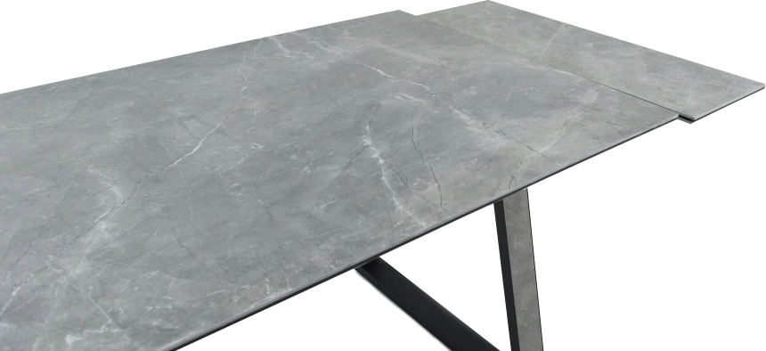 Кухонный обеденный стол Monaco, раздвижной 180, серый, Quadro Bayona Grey natural, черный каркас 