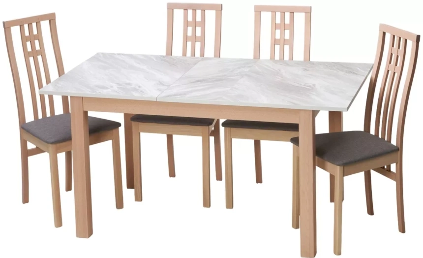 Кухонный раздвижной стол TME-6931 MBH, белый мрамор / milky white