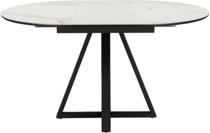 Кухонный стол раздвижной Нельсон, 100(140), керамика, alpine white, каркас черный