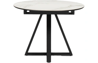 Кухонный стол раздвижной Нельсон, 100(140), керамика, alpine white, каркас черный