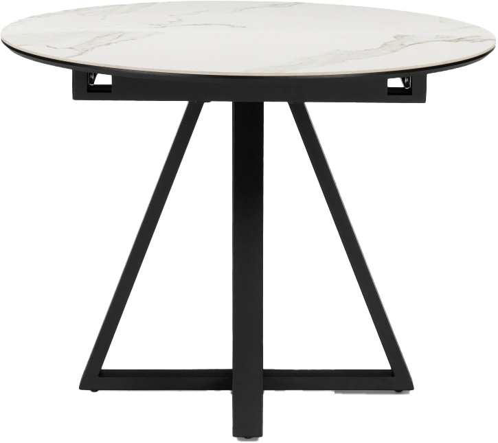 Кухонный стол раздвижной Нельсон, 100(140), керамика, alpine white, каркас черный