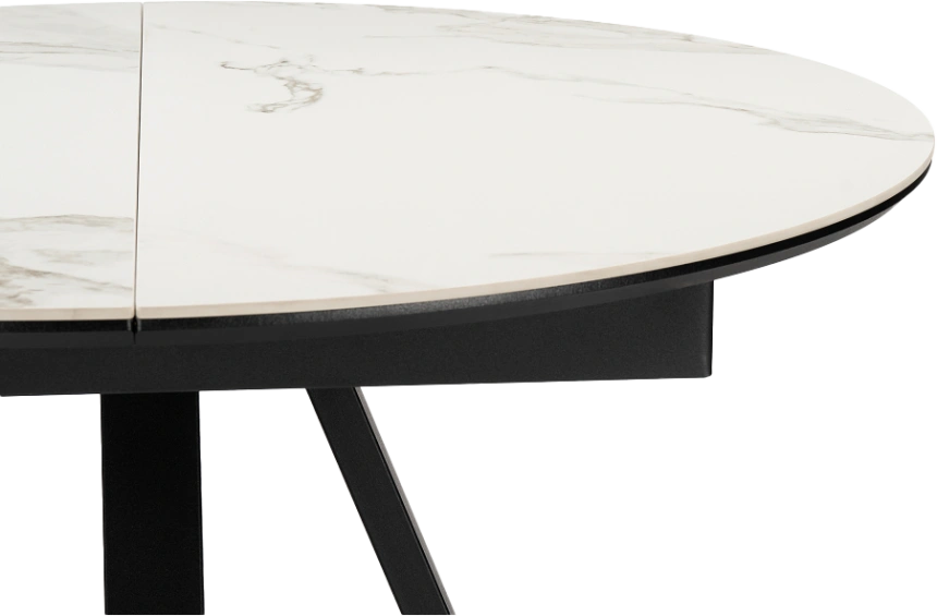 Кухонный стол раздвижной Нельсон, 100(140), керамика, alpine white, каркас черный