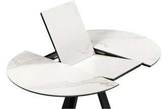 Кухонный стол раздвижной Нельсон, 100(140), керамика, alpine white, каркас черный