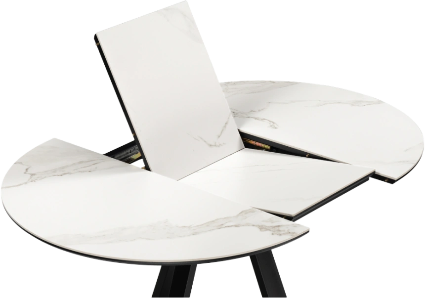 Кухонный стол раздвижной Нельсон, 100(140), керамика, alpine white, каркас черный