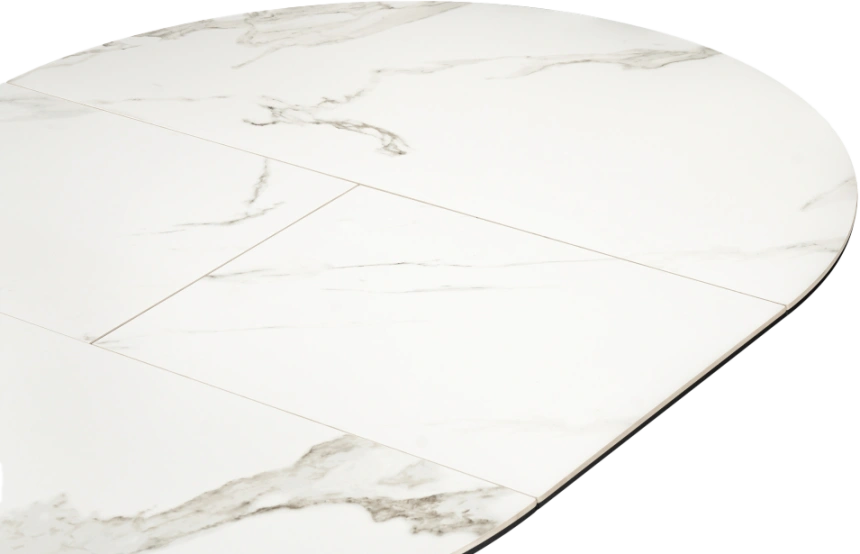 Кухонный стол раздвижной Нельсон, 100(140), керамика, alpine white, каркас черный