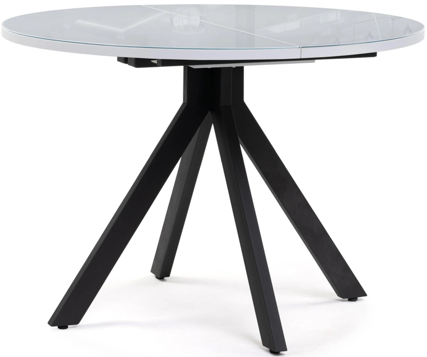 Кухонный стол Бетина 100(130), стекло, черный / белый