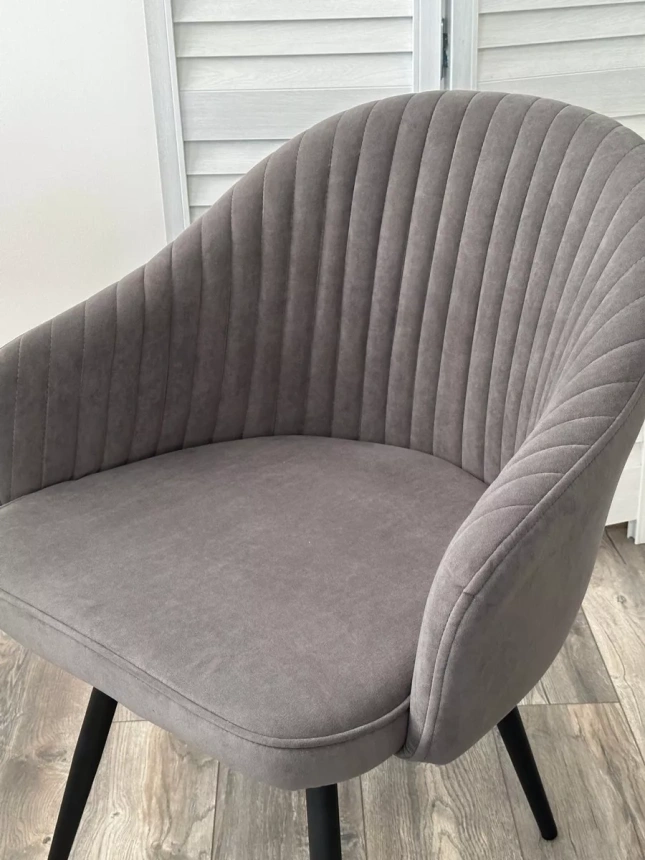 Стул Avior, поворотный, B28 темно-серый, велюр, черный каркас