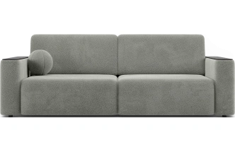 ​Диван прямой Дарио, модель 144, LANA 82 (серый), накладки МДФ (венге)