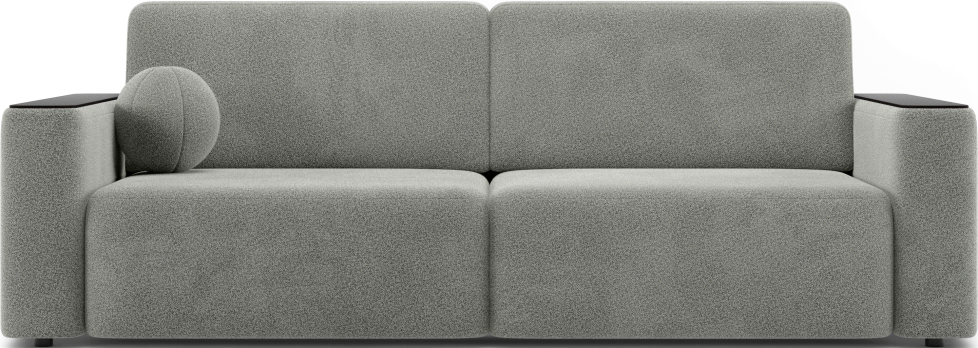 ​Диван прямой Дарио, модель 144, LANA 82 (серый), накладки МДФ (венге)