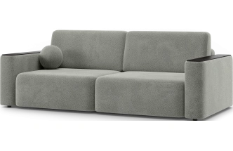 ​Диван прямой Дарио, модель 144, LANA 82 (серый), накладки МДФ (венге)