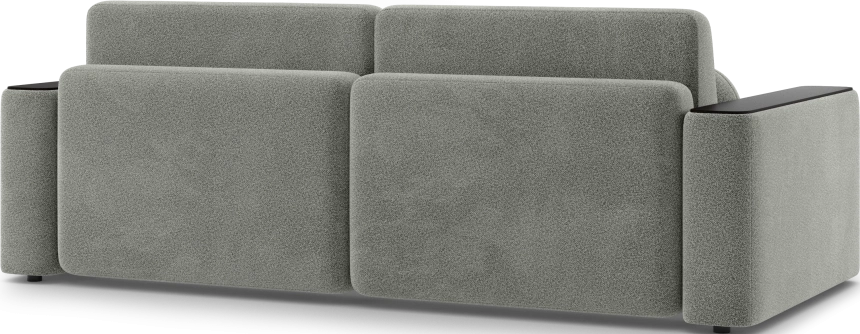 ​Диван прямой Дарио, модель 144, LANA 82 (серый), накладки МДФ (венге)