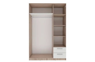 Шкаф трехдверный с ящиками Илга, Дуб сонома / Белый