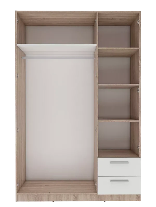 Шкаф трехдверный с ящиками Илга, Дуб сонома / Белый