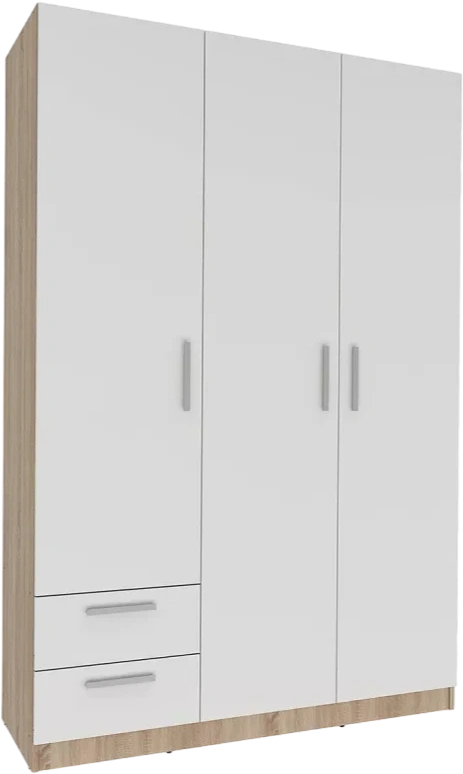 Шкаф трехдверный с ящиками Илга, Дуб сонома / Белый