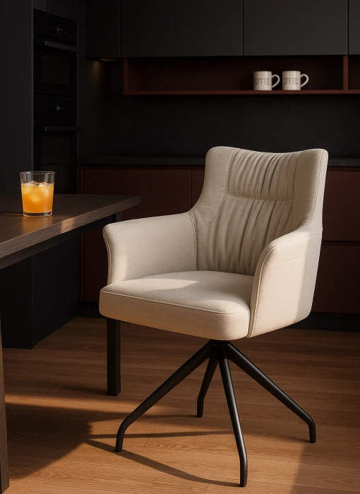 Стул, Kaser, поворотный 360, бежевый / чёрный