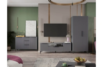 Модульная гостиная Иадама, комплектация 2, графит / графит софт