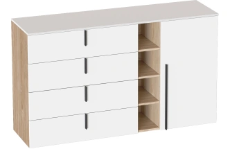 Комод Ренн, широкий, дуб светлый / белый аляска wml