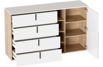 Комод Ренн, широкий, дуб светлый / белый аляска wml