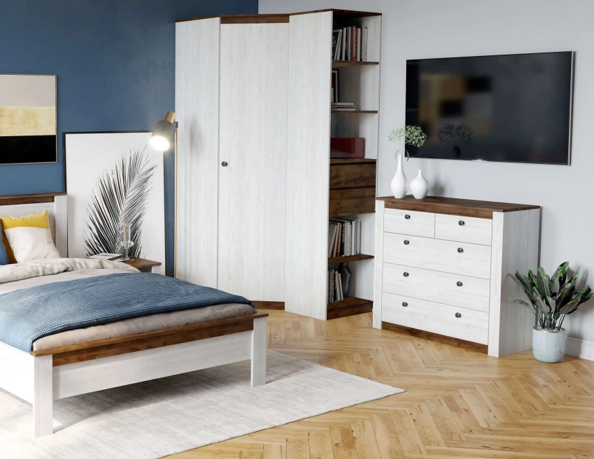 Стеллаж Даллас, высокий, с ящиками, дуб винтерберг / таксония