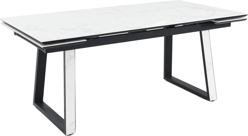 Кухонный обеденный стол Monaco, раздвижной 180, белый  Quadro Calcata vaglioro, каркас черный