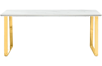 Кухонный стол Селена 2, 180x90x77, керамика, белый мрамор, каркас золотой