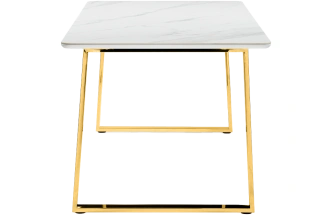 Кухонный стол Селена 2, 180x90x77, керамика, белый мрамор, каркас золотой