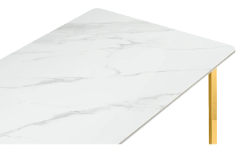 Кухонный стол Селена 2, 180x90x77, керамика, белый мрамор, каркас золотой