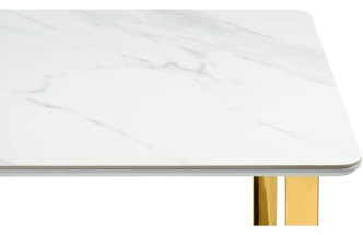 Кухонный стол Селена 2, 180x90x77, керамика, белый мрамор, каркас золотой