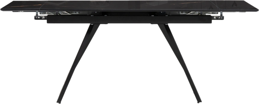 Кухонный обеденный раздвижной Хорсборо, 140(200), стекло, обсидиан, каркас черный