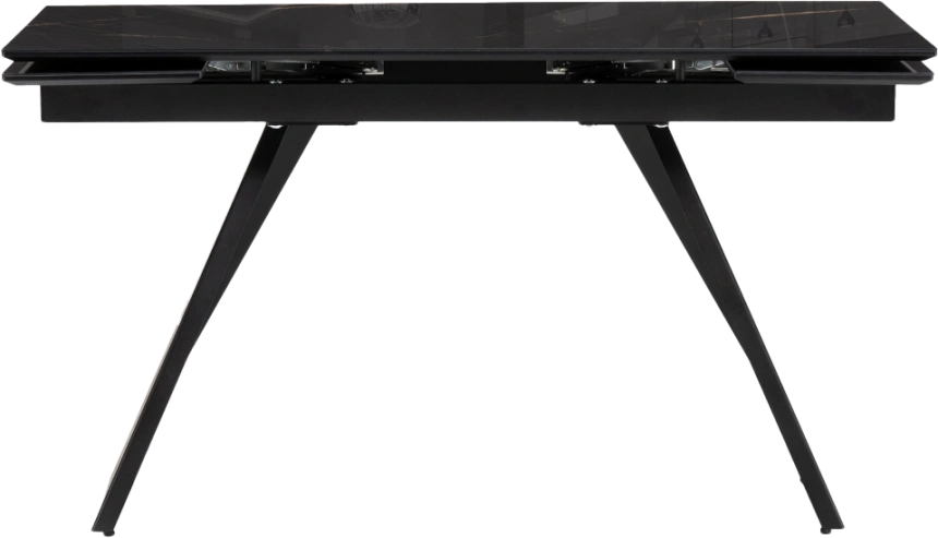 Кухонный обеденный раздвижной Хорсборо, 140(200), стекло, обсидиан, каркас черный