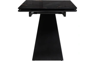 Кухонный обеденный раздвижной Хорсборо, 140(200), стекло, обсидиан, каркас черный