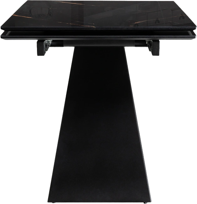 Кухонный обеденный раздвижной Хорсборо, 140(200), стекло, обсидиан, каркас черный