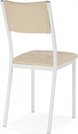 Стул на металлокаркасе Бекал, экокожа бежевый d1 / белый