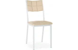 Стул на металлокаркасе Бекал, экокожа бежевый d1 / белый