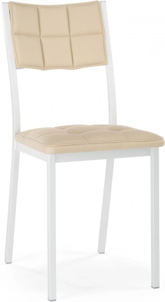 Стул на металлокаркасе Бекал, экокожа бежевый d1 / белый