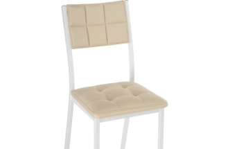Стул на металлокаркасе Бекал, экокожа бежевый d1 / белый