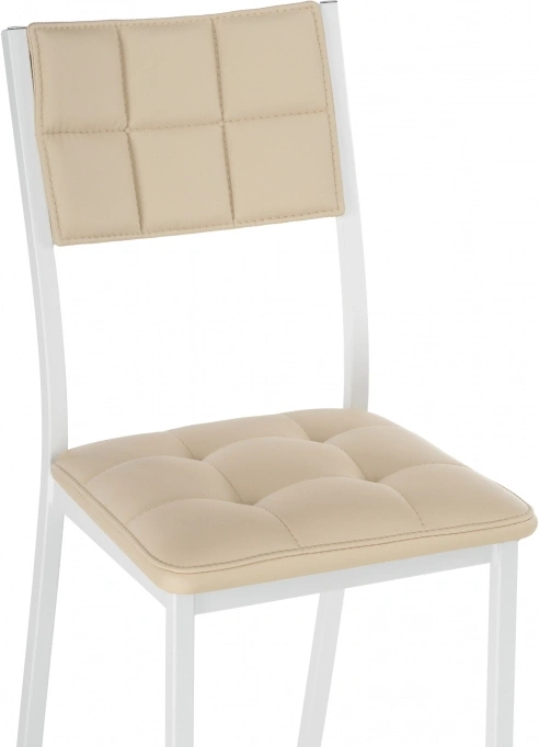 Стул на металлокаркасе Бекал, экокожа бежевый d1 / белый